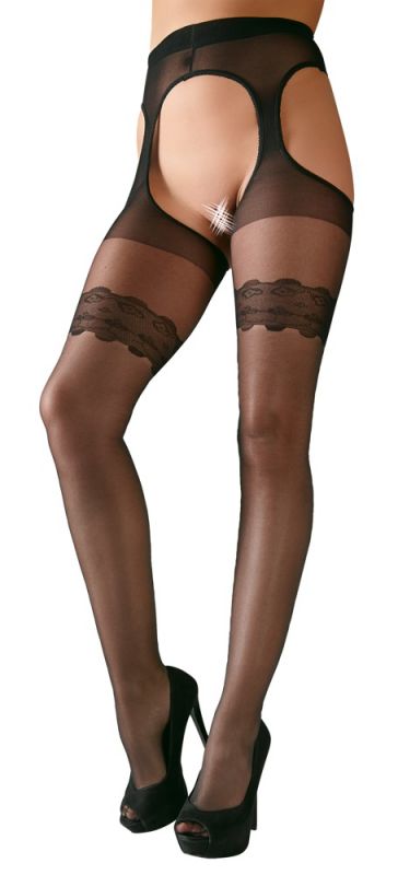 Collant in look con reggicalze intrecciate