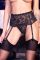 Reggicalze e tanga in pizzo floreale nero + calze