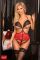 Body aperto in pizzo rosso e tulle