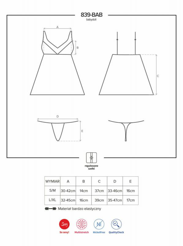 839-BAB Babydoll e tanga trasparenti