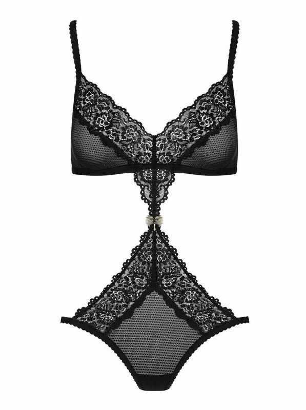 852 Body aperto in pizzo nero ricamato