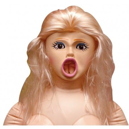 Bambola gonfiabile donna con seno grande e capelli