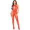 Bodystocking in Maglia Rossa con Stampa Floreale