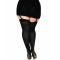 Calzini in Nylon Nero con Fiocco Taglia Plus