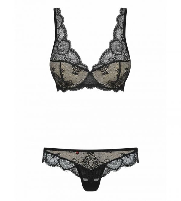 Completo intimo 2pz 853-SET reggiseno imbottito e perizoma ricamato