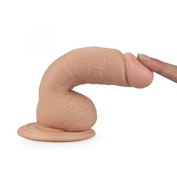 Dildo flessibile dotato di glande, venature, testicoli