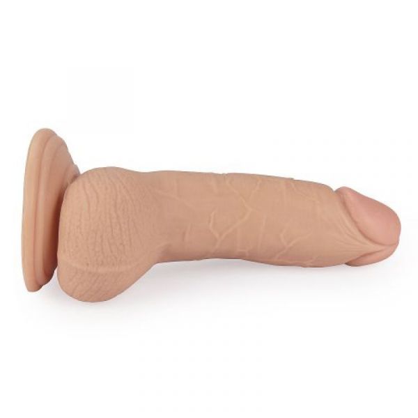 Dildo flessibile dotato di glande, venature, testicoli