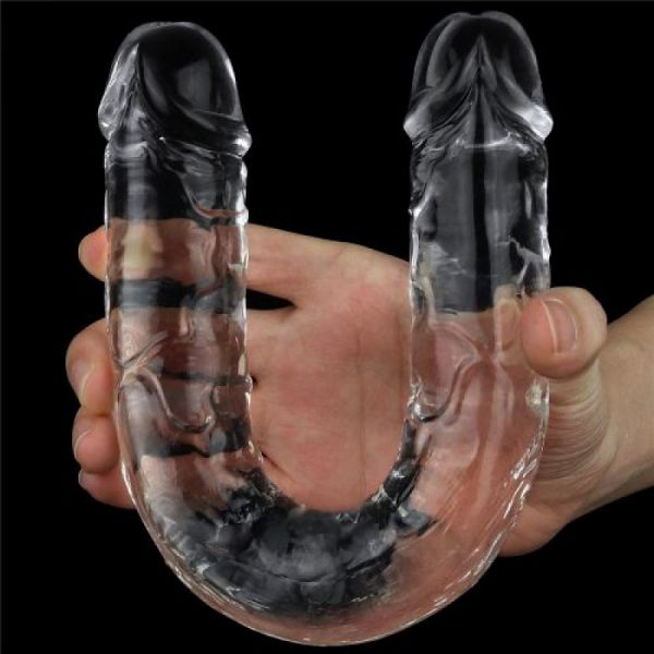 Dildo doppio trasparente da 30 cm