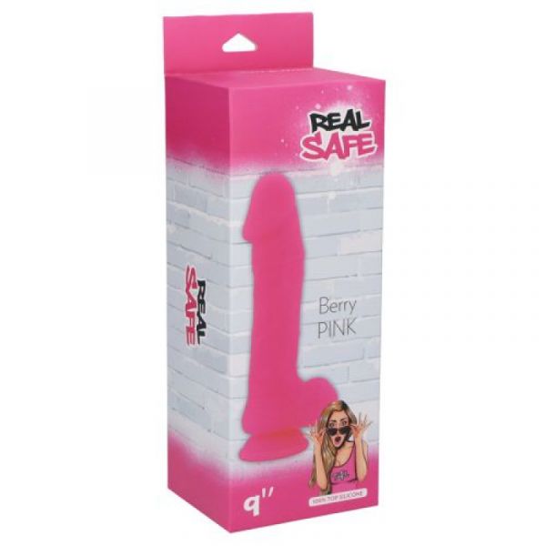 Dildo rosa in silicone Berry ReaL Safe da 23 cm