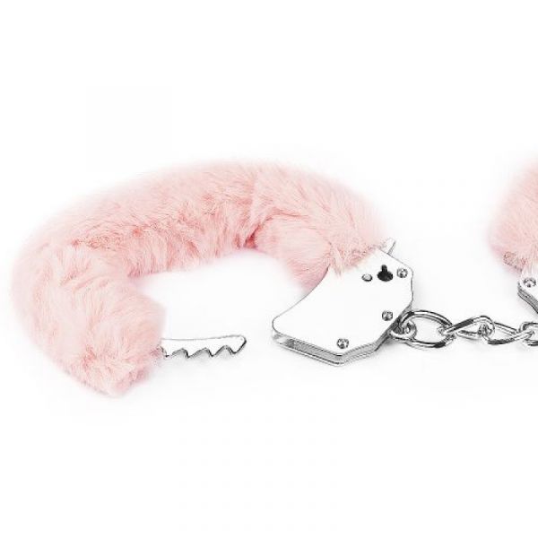 Manette in metallo e pelliccia rosa