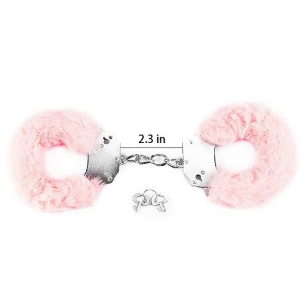 Manette in metallo e pelliccia rosa