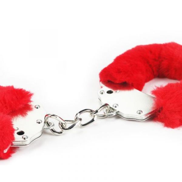 Manette in metallo e pelliccia rossa