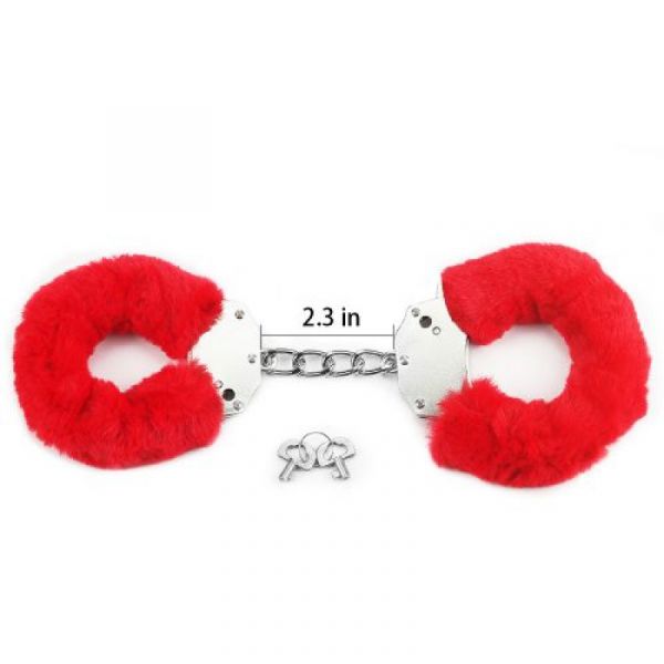 Manette in metallo e pelliccia rossa