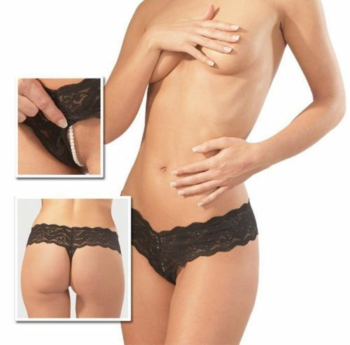G-string in pizzo con perle stimolanti