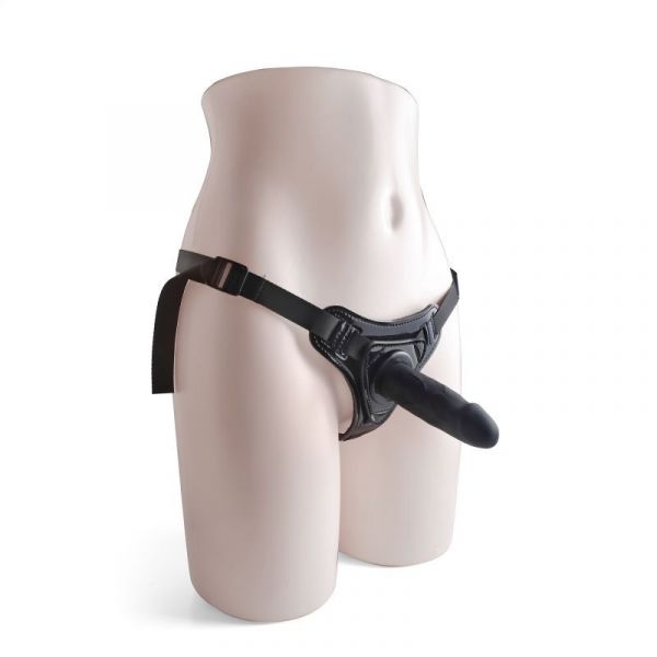 Dildo nero indossabile per donna con cintura regolabile