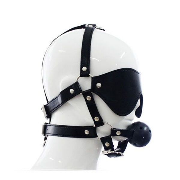 Imbracatura per viso con maschera per occhi e morso