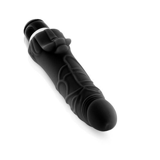 Vibratore nero in silicone vaginale e clitoride da 18 cm
