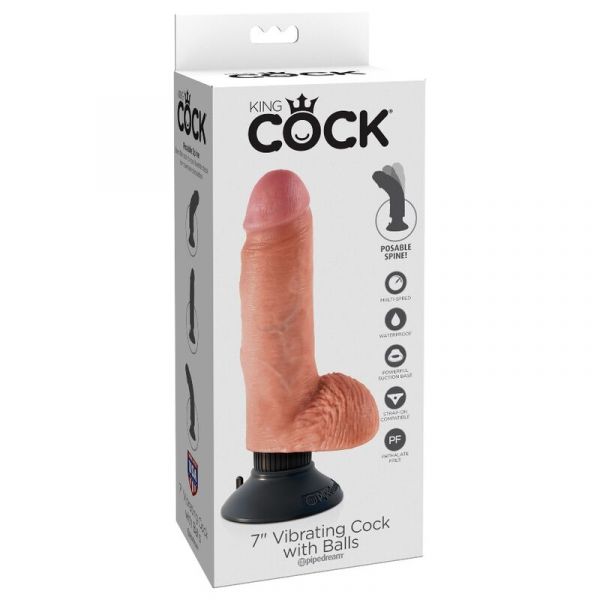 Fallo vibrante con testicoli e ventosa da 18 cm