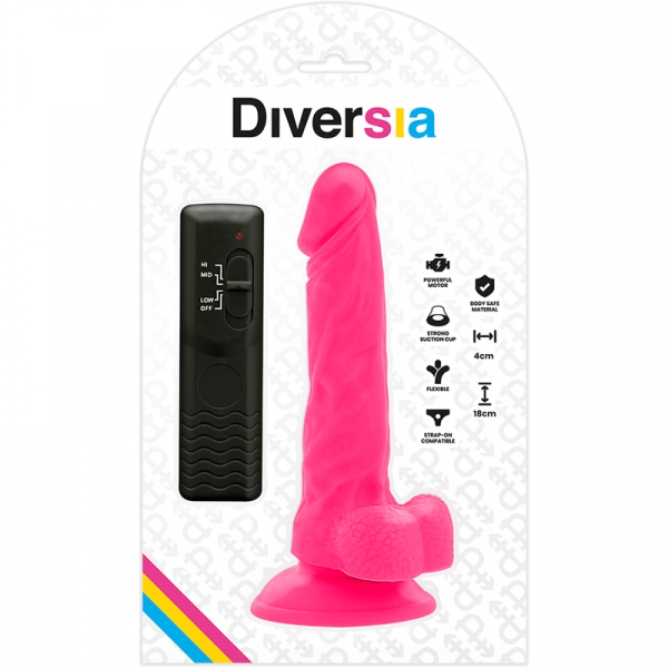 Diversia dildo vibrante flessibile 18 cm - rosa