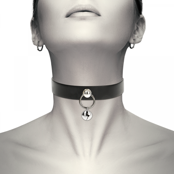 Collana in pelle vegana accessorio donna sonaglio/cerchio