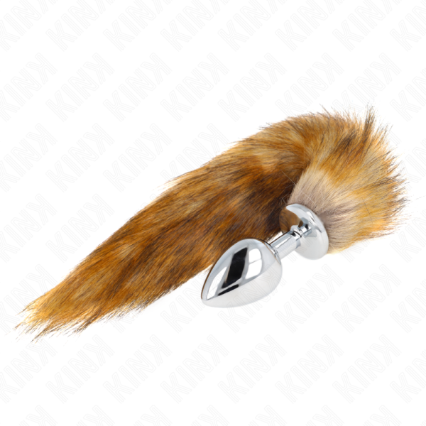 Plug anale misura L con coda sintetica marrone da 40 cm