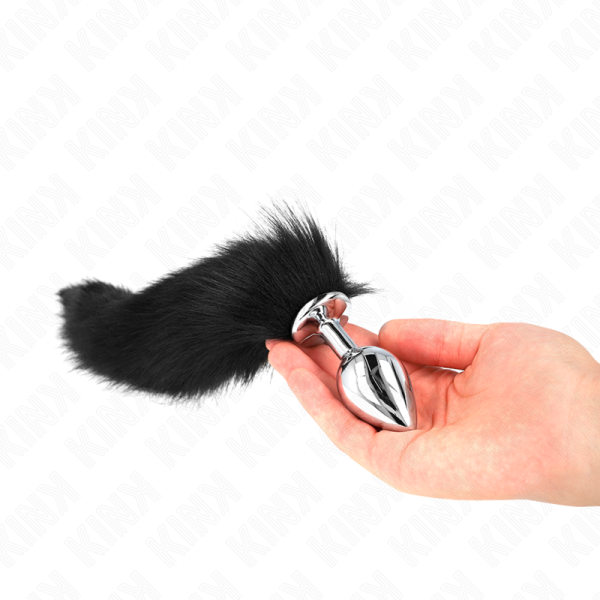 Plug anale misura M con coda sintetica nera da 40 cm