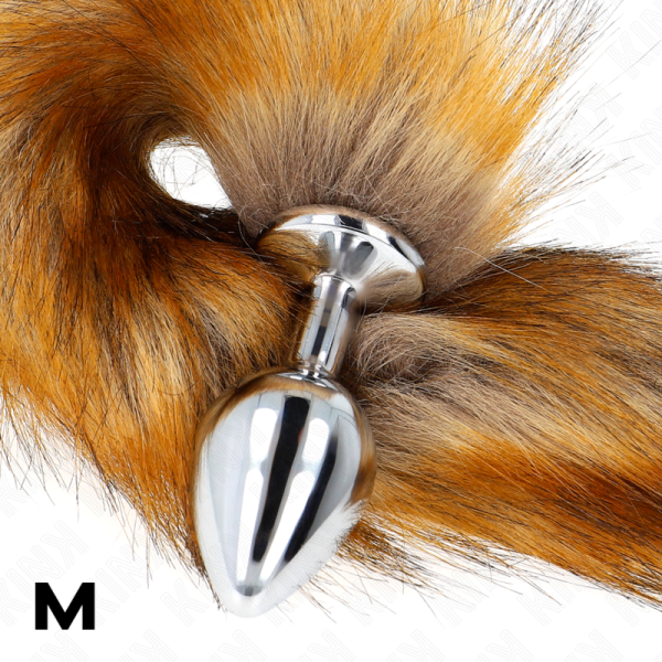 Plug anale M con coda sintetica marrone da 40 cm