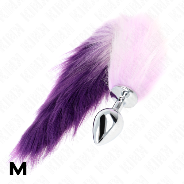 Plug anale M con coda sintetica viola da 40 cm