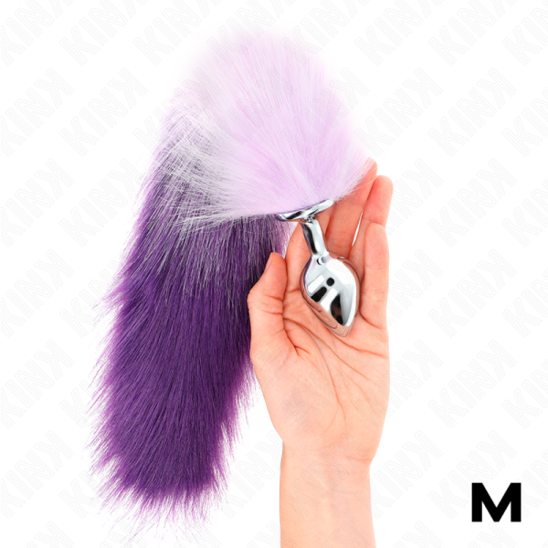 Plug anale M con coda sintetica viola da 40 cm