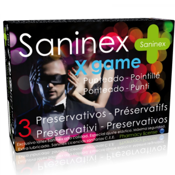 Saninex condoms x game aromatic and dotted 3 pezzi