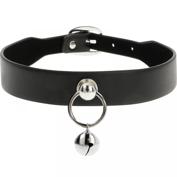 Collana in pelle vegana accessorio donna sonaglio/cerchio