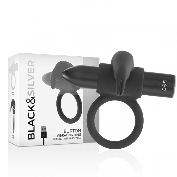 Anello vibrante nero in silicone medico
