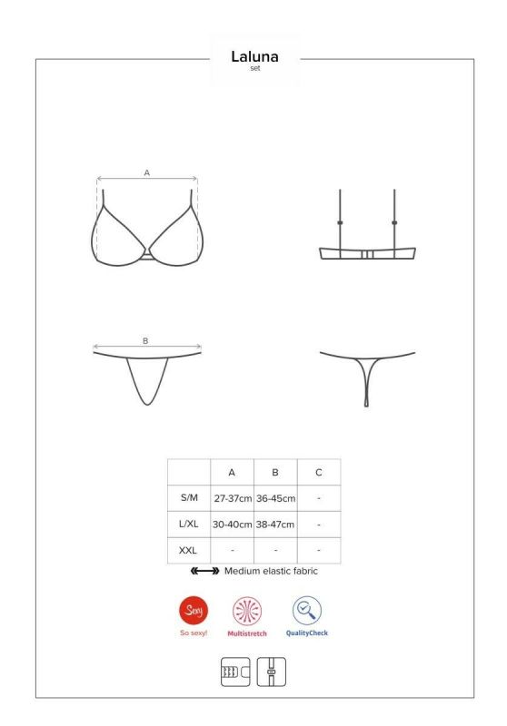 Laluna Completo intimo in tessuto glitterato e pizzo nero 2 pz