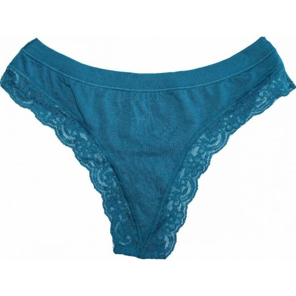 Perizoma donna in cotone elasticizzato e pizzo Noce-Corallo-Oceano