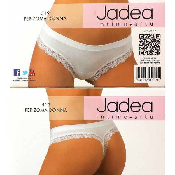 Perizoma donna in cotone elasticizzato e pizzo Noce-Corallo-Oceano