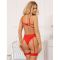 Set Reggiseno, Perizoma e Cintura con Stampa Cuori Rossi