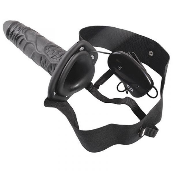 Vibratore strap-on nero cavo real rapture da 20 cm