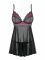 Tulia Affascinante babydoll nero con disegno floreale in colore rosa