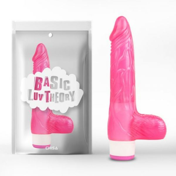Vibratore rosa con testicoli Luv Pleaser