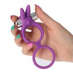 Doppio anello fallico elastico in silicone con vibrazione (Viola)