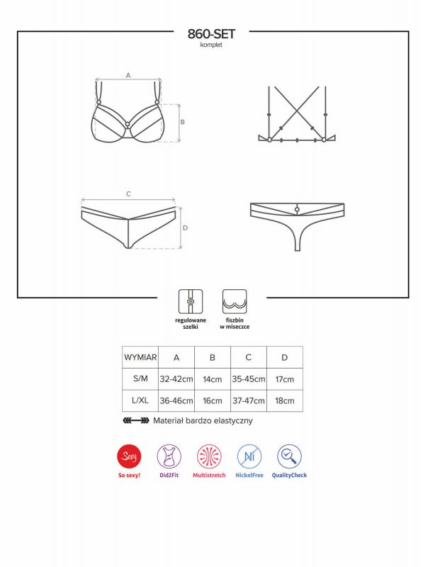Completo sexy in pizzo con motivo a rose 2pz 860-SET-2