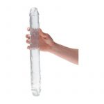 Doppio dildo trasparente da 30 cm
