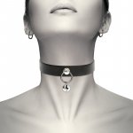 Collana in pelle vegana accessorio donna sonaglio/cerchio