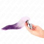 Plug anale misura L con coda sintetica viola da 40 cm