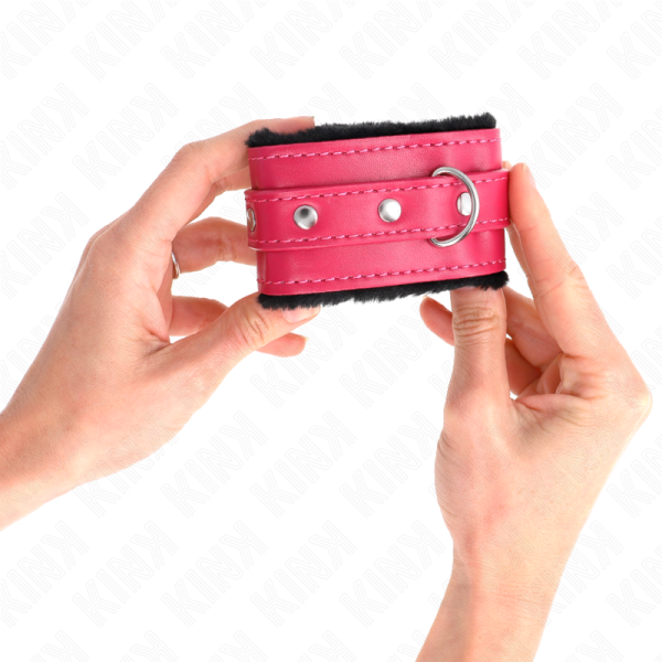 Polsini Premium Foderati in Pelliccia con Cintura Regolabile Rosa Lampone