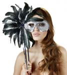 Mascherina con piuma e strass
