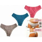 Perizoma donna in cotone elasticizzato e pizzo Noce-Corallo-Oceano