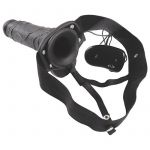 Vibratore strap-on nero cavo real rapture da 20 cm con testicoli